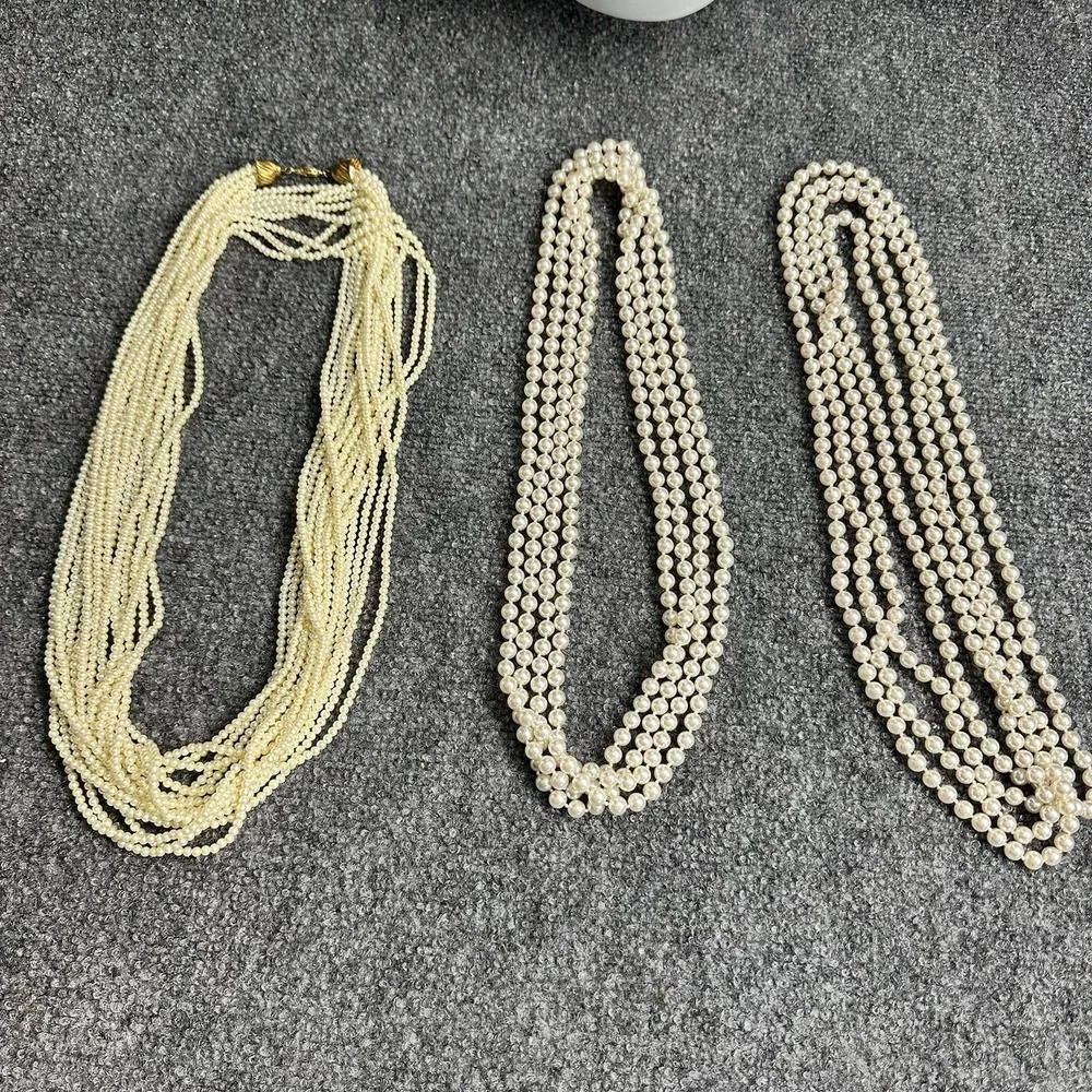 lot of 3 vintage faux pearl necklaces ~60
